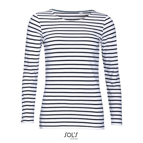 CAMISETA MUJER MANGA LARGA A RAYAS SOL'S MARINE WOMEN REF S01403